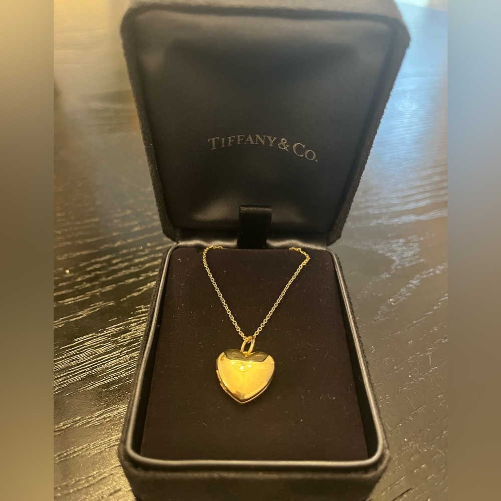 Authentic Tiffany & Co. Gold Heart Locket Necklace